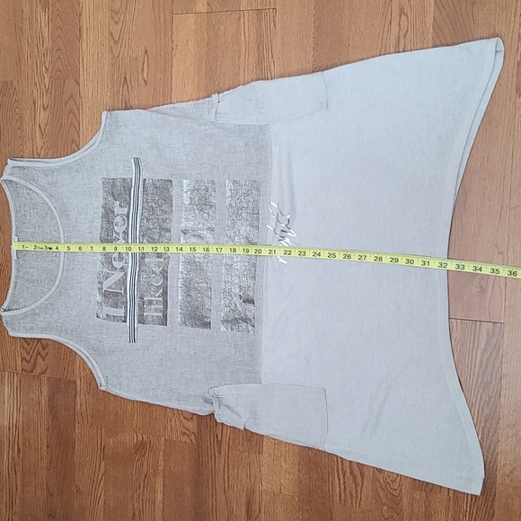 Made in Italy Light Grey Linen Sleeve-less Boho Tunica (Sz M) - Picture 11 of 11